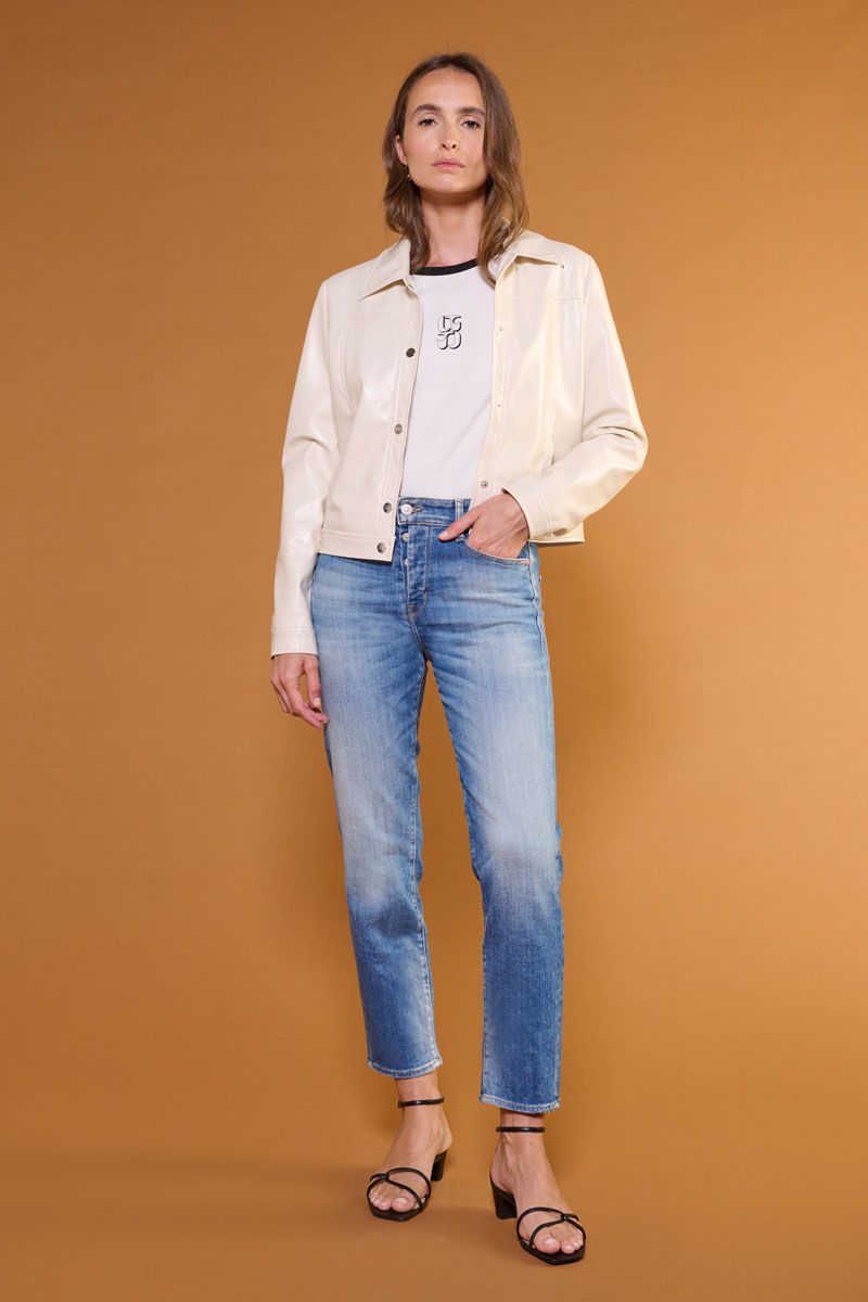 le temps des cerises Jeans 400/17 mom Bambino taille haute 7/8ème bleu N°4