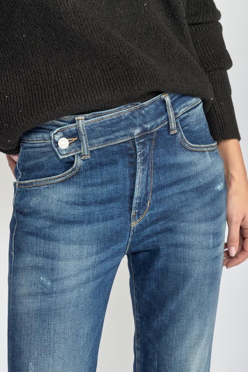 Le Temps Des Cerises Jeans 400/17 Mom Basic Taille Haute 7/8ème Destroy Bleu N°2