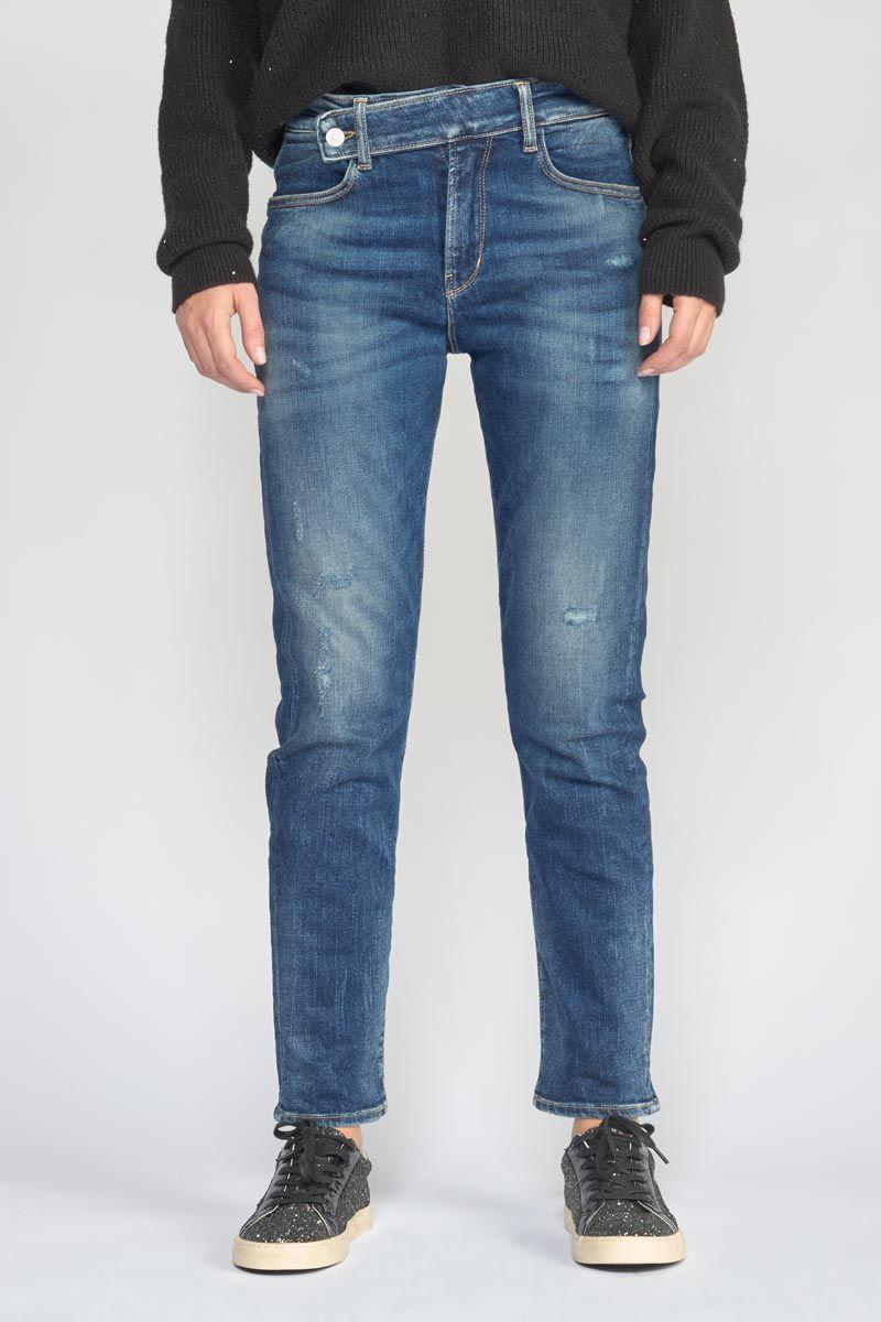 Le Temps Des Cerises Jeans 400/17 Mom Basic Taille Haute 7/8ème Destroy Bleu N°2