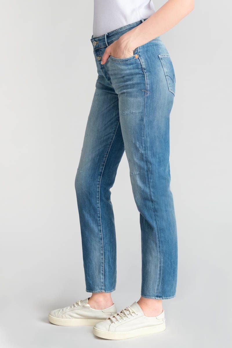 Le Temps Des Cerises Jeans 400/18 Mom Basic Taille Haute 7/8ème Destroy Bleu N°4