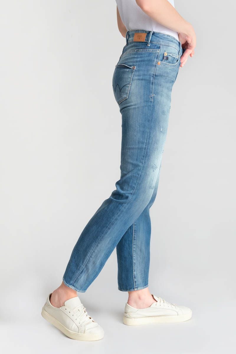 Le Temps Des Cerises Jeans 400/18 Mom Basic Taille Haute 7/8ème Destroy Bleu N°4