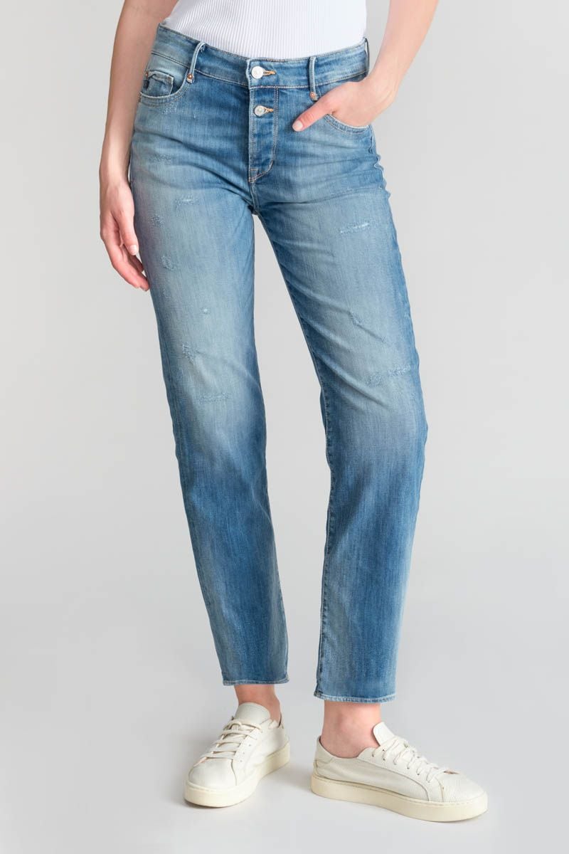 le temps des cerises Jeans 400/18 mom Basic taille haute 7/8ème destroy bleu N°4