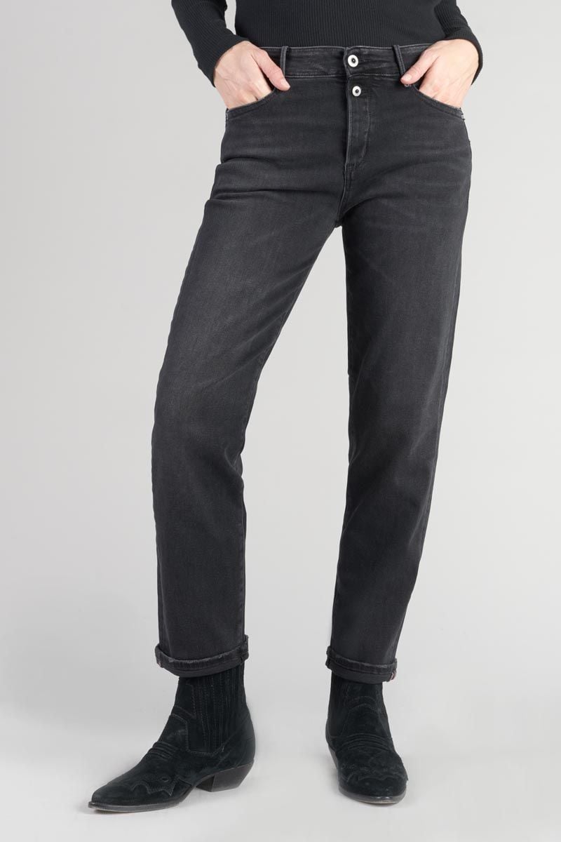 Le Temps Des Cerises Jeans 400/18 Mom Basic Taille Haute 7/8ème Noir N°1