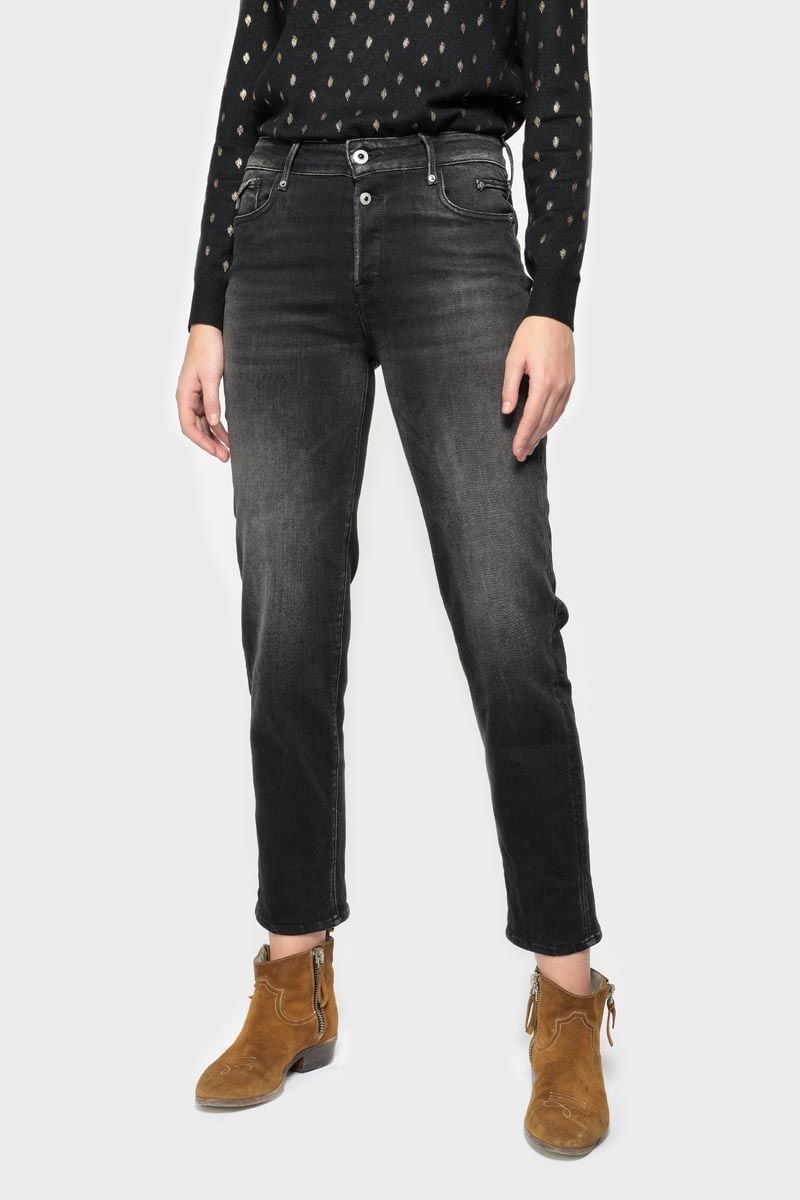 Le Temps Des Cerises Jeans 400/18 Mom Basic Taille Haute 7/8ème Noir N°1