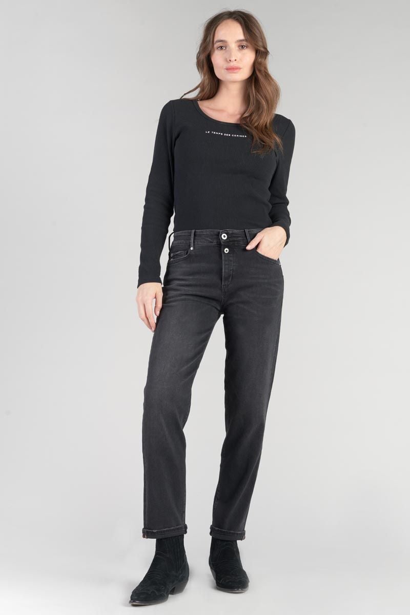 le temps des cerises Jeans 400/18 mom Basic taille haute 7/8ème noir N°1