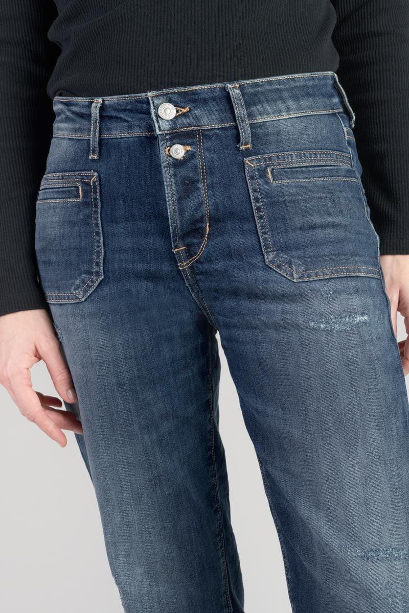 Le Temps Des Cerises Jeans 400/18 Mom Fafa Taille Haute 7/8ème Destroy Bleu N°3