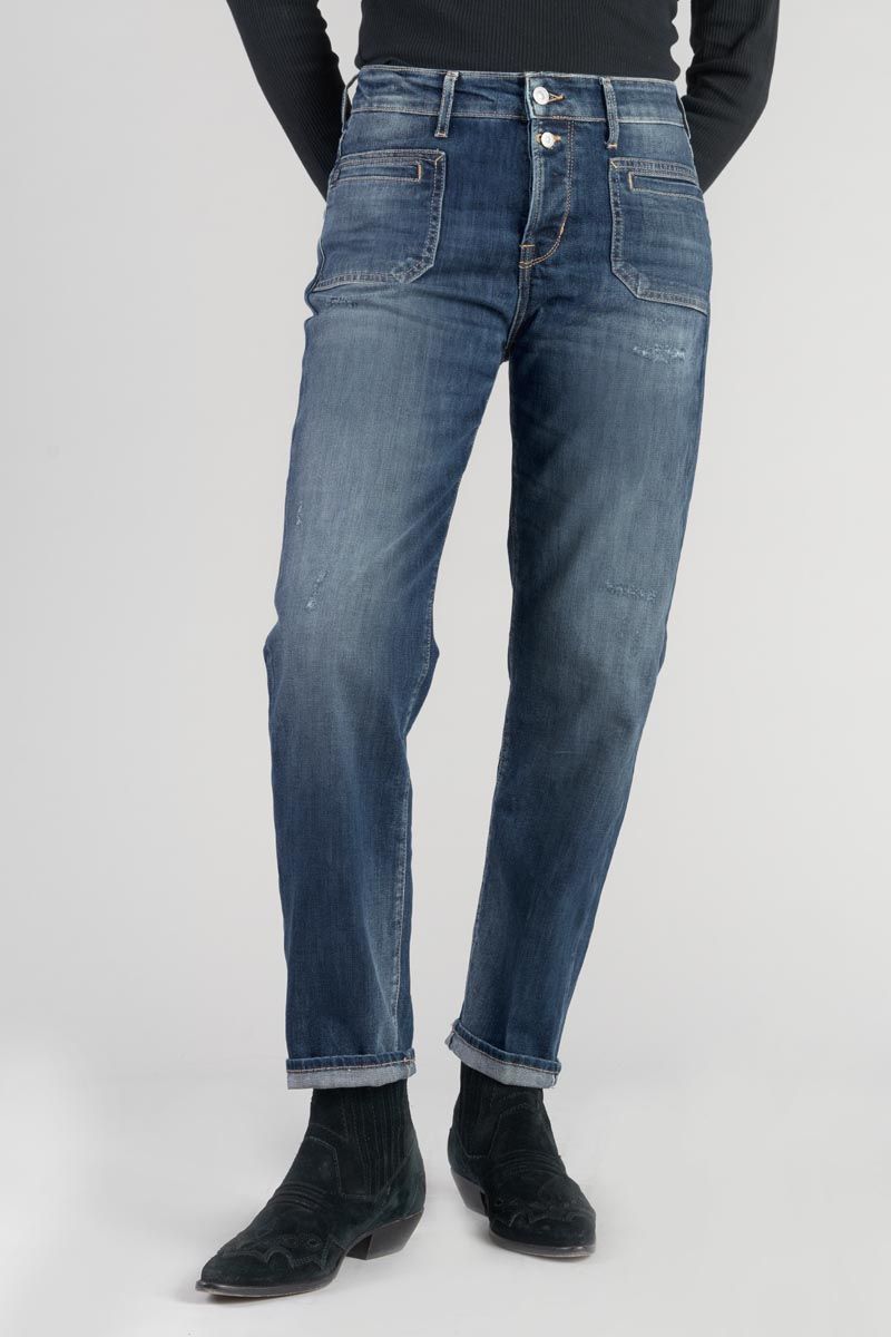 Le Temps Des Cerises Jeans 400/18 Mom Fafa Taille Haute 7/8ème Destroy Bleu N°3