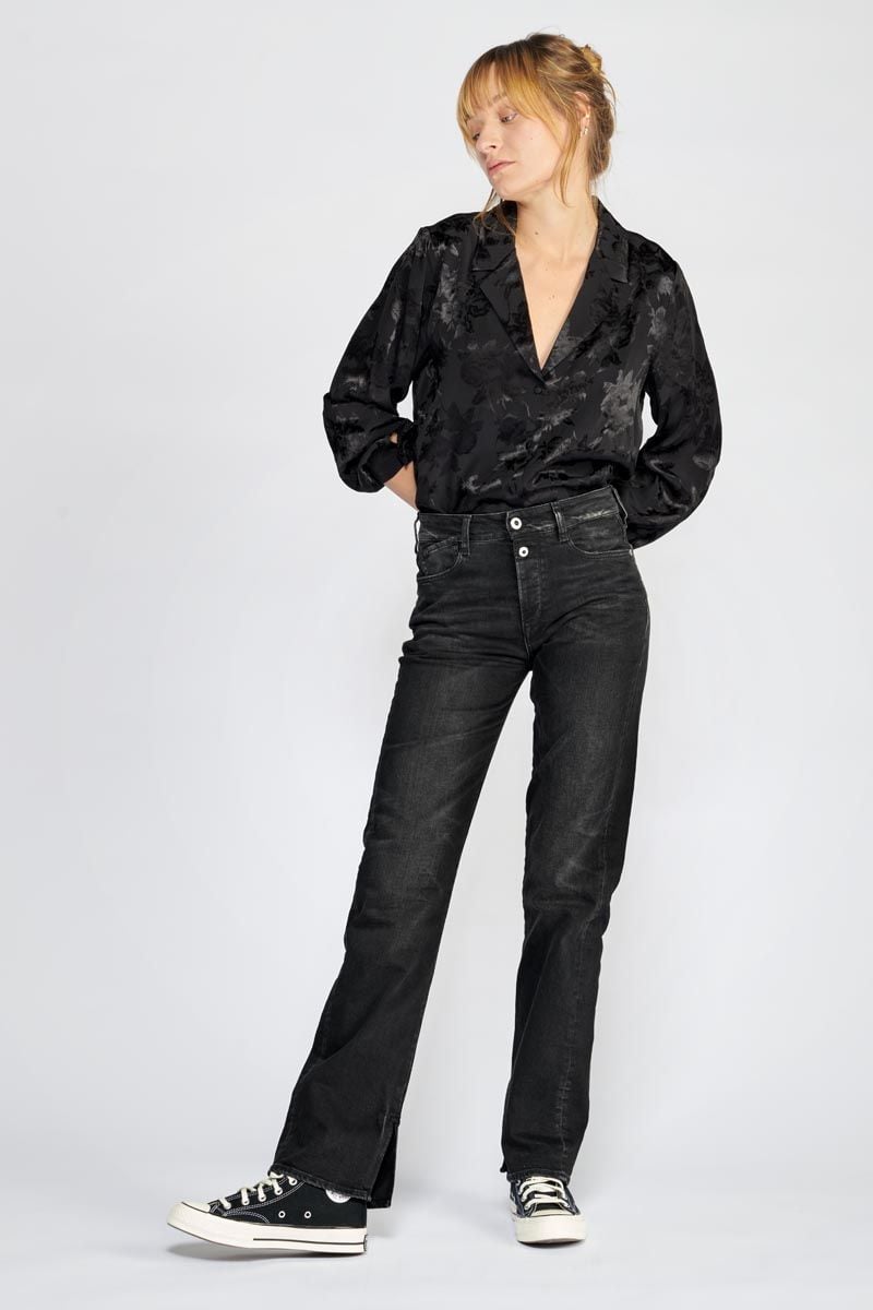 le temps des cerises Jeans 400/19 mom Lux taille haute noir N°1