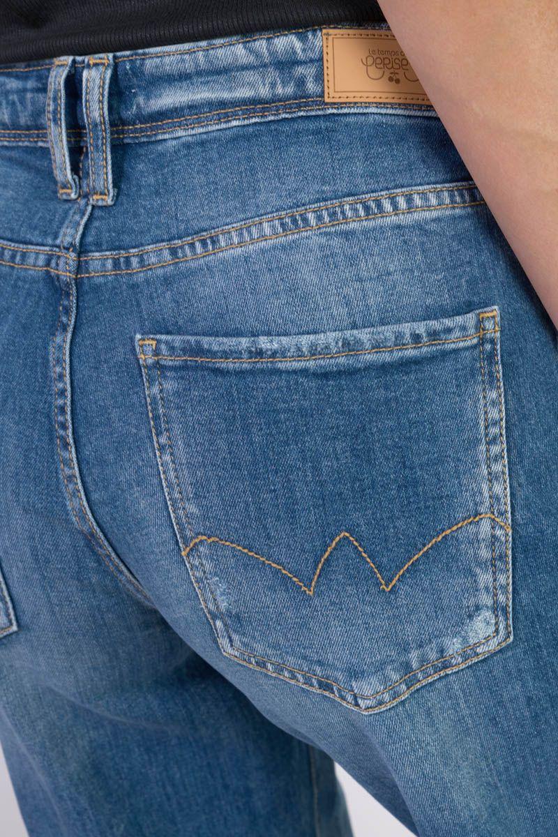 Le Temps Des Cerises Jeans 400/28 Regular Loose Revers Taille Haute Destroy Bleu N°3