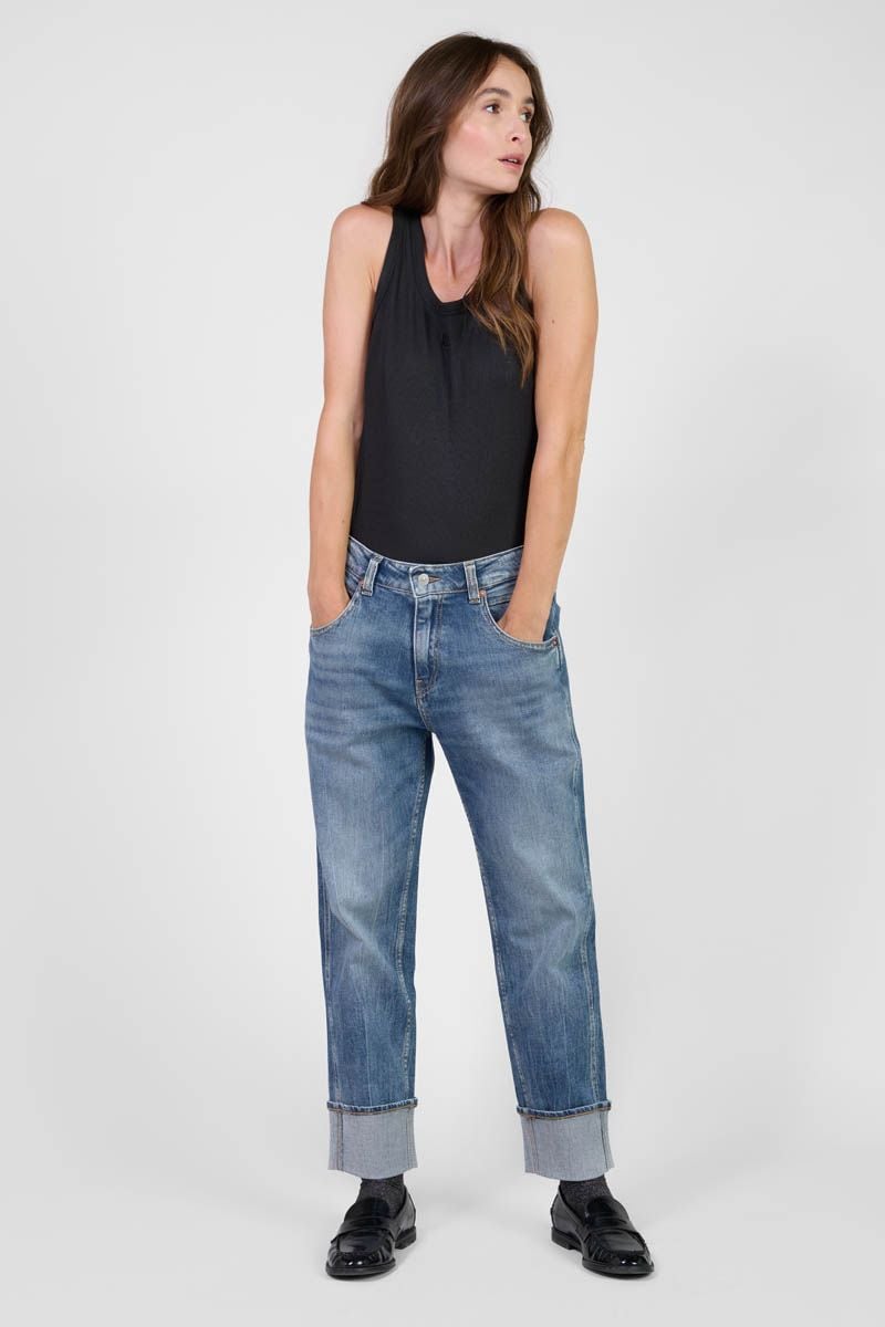 le temps des cerises Jeans 400/60 girlfriend Jama taille haute bleu N°4