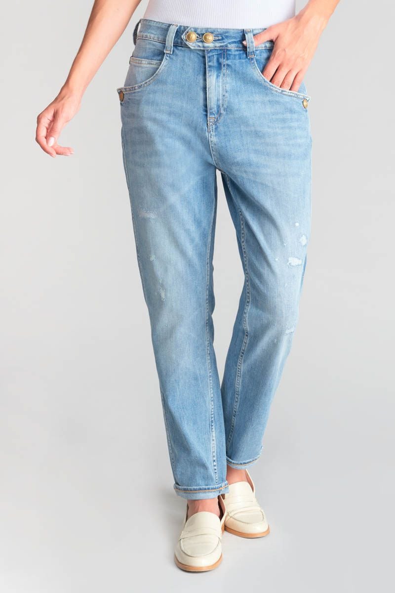 le temps des cerises Jeans 400/60 girlfriend Mana taille haute destroy bleu N°5