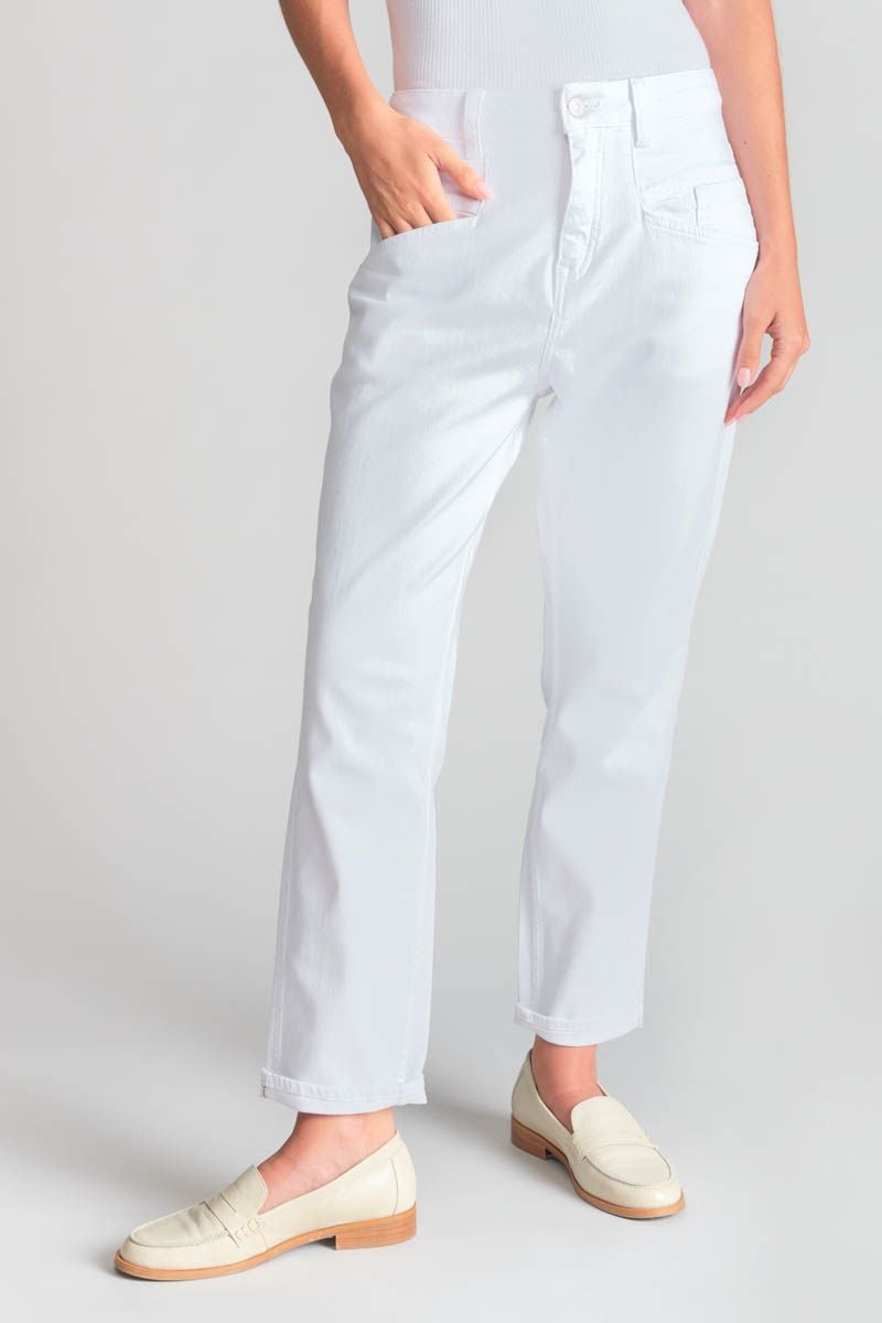 Le Temps Des Cerises Jeans 400/60 Girlfriend Thil Taille Haute Blanc