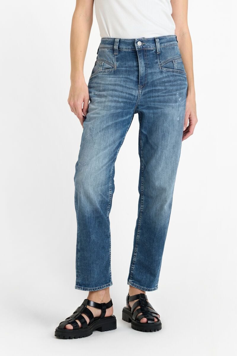 le temps des cerises Jeans 400/60 girlfriend Thil taille haute destroy bleu N°4