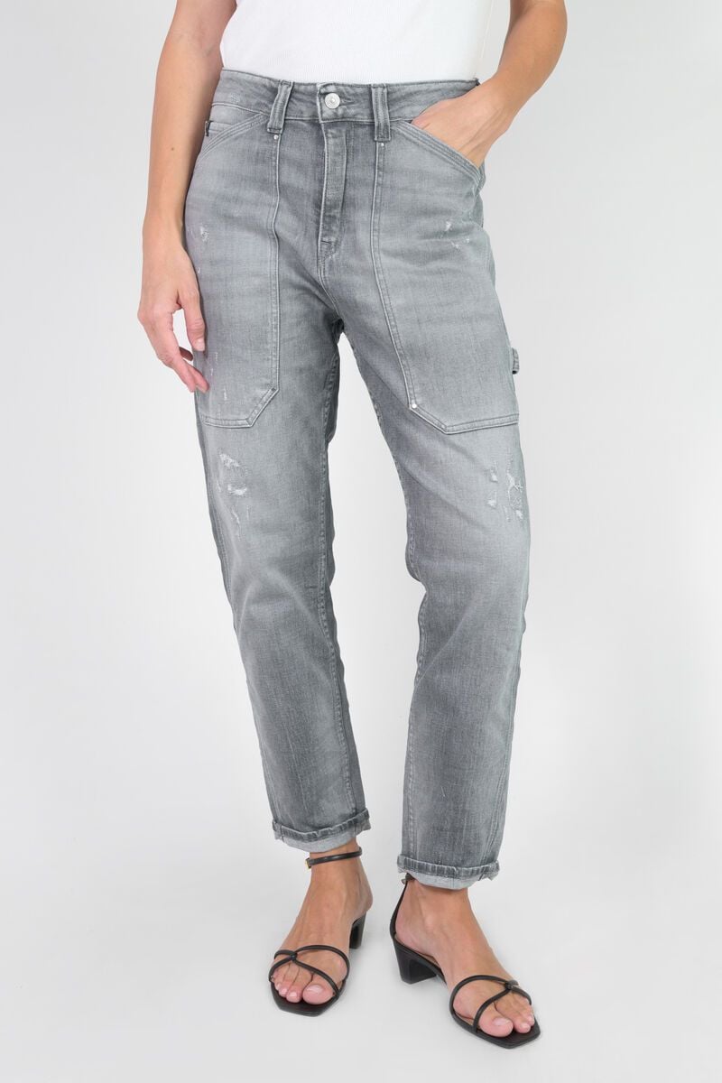 Le Temps Des Cerises Jeans 400/60 Girlfriend Union Taille Haute Destroy Gris N°3