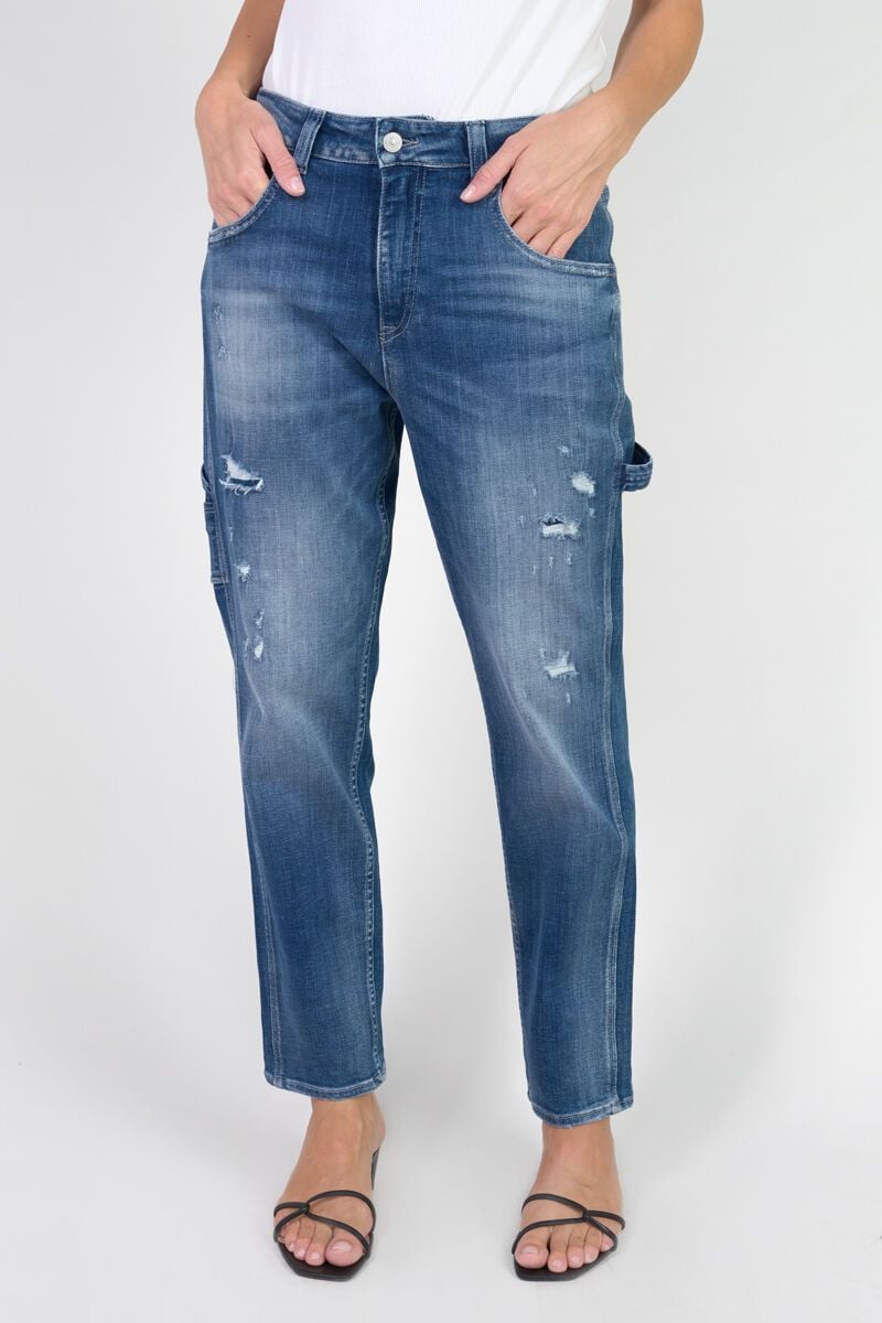 le temps des cerises Jeans 400/60 girlfriend Vecta taille haute destroy bleu N°3