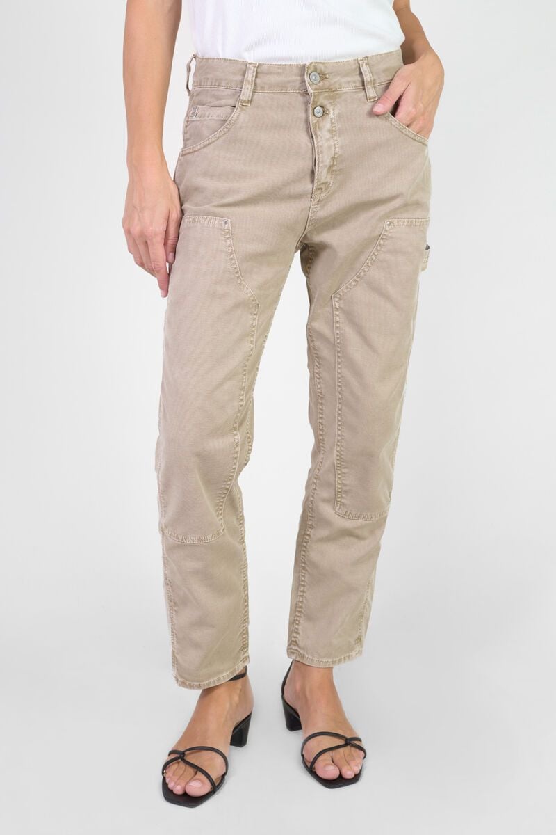 Le Temps Des Cerises Jeans 400/60 Girlfriend Work Taille Haute Beige