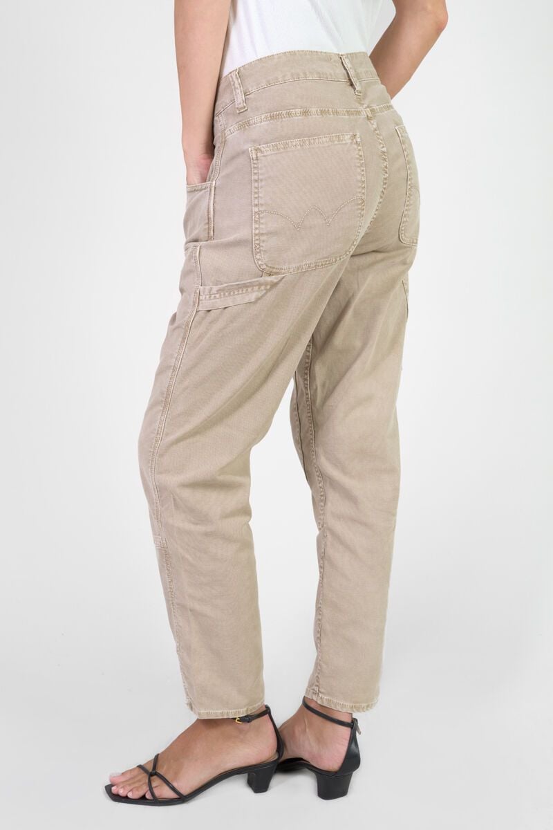 Le Temps Des Cerises Jeans 400/60 Girlfriend Work Taille Haute Beige