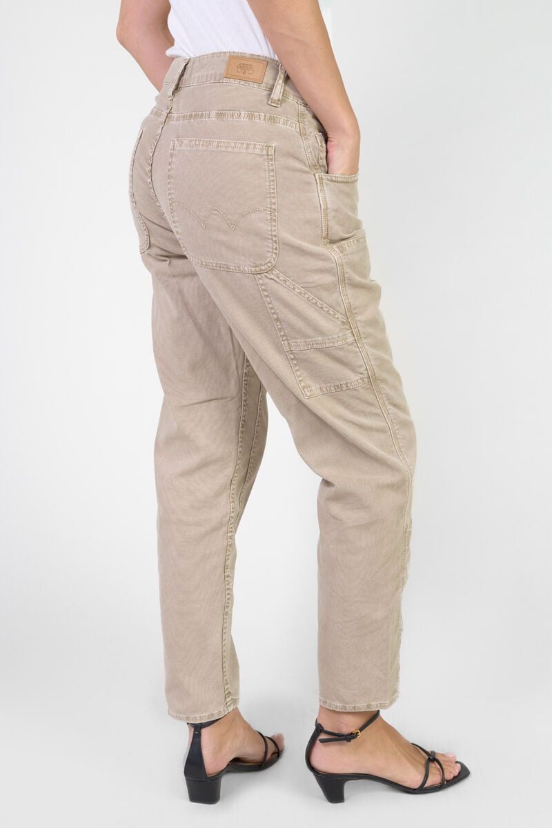Le Temps Des Cerises Jeans 400/60 Girlfriend Work Taille Haute Beige