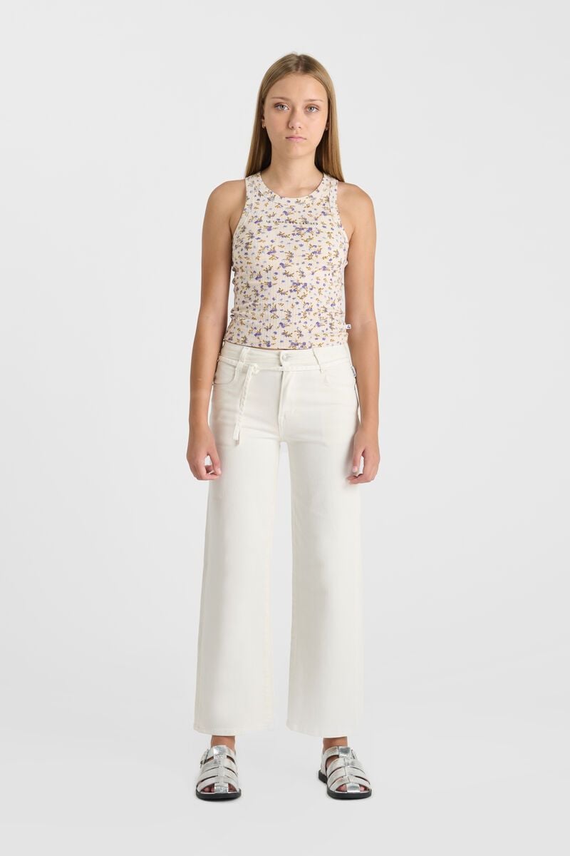 le temps des cerises Jeans Alexgi wide leg taille haute blanc