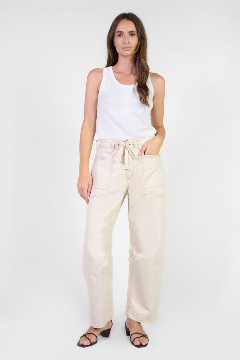 Le Temps Des Cerises Jeans Balloon Madie Taille Haute écru