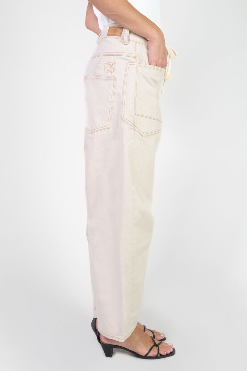 Le Temps Des Cerises Jeans Balloon Madie Taille Haute écru