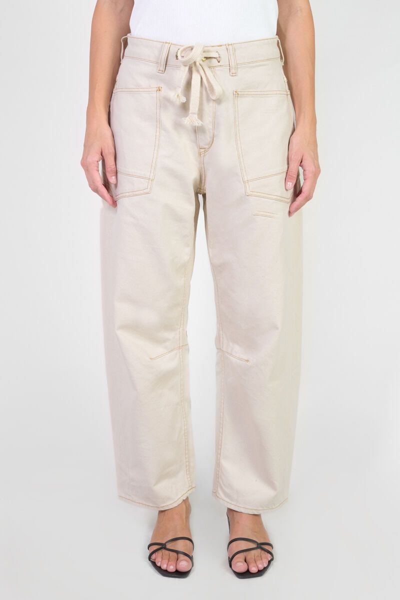 le temps des cerises Jeans balloon Madie taille haute écru