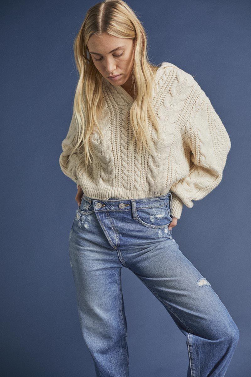 Le Temps Des Cerises Jeans Boyfit Cosa 7/8ème Destroy Vintage Bleu N°4