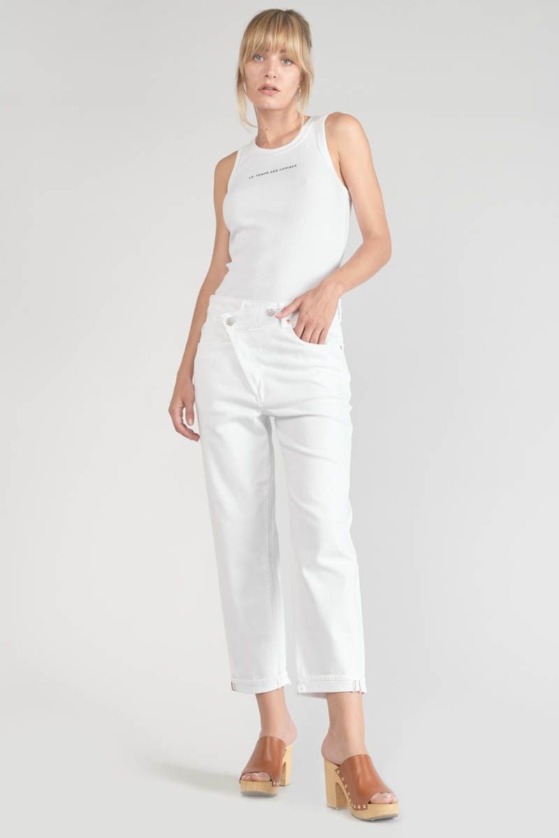 le temps des cerises Jeans boyfit Cosy 7/8ème blanc