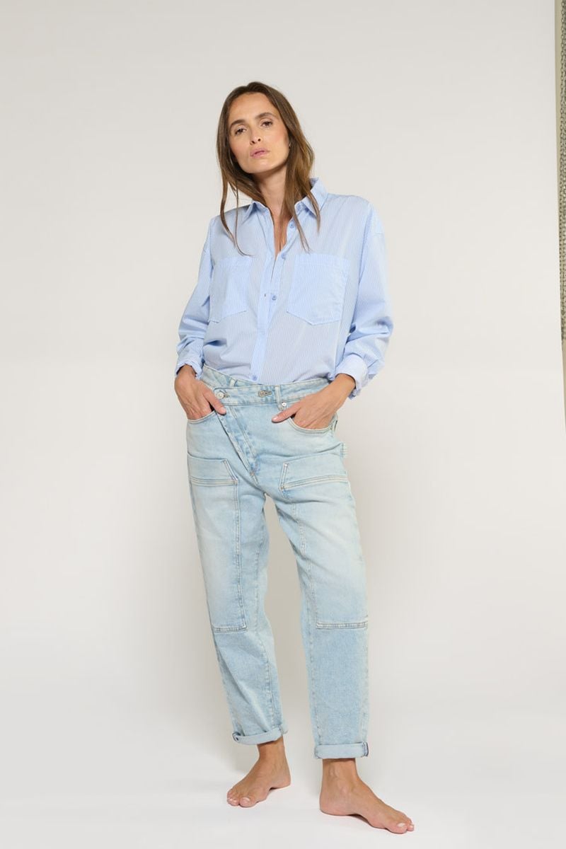 le temps des cerises Jeans boyfit Cosy pocket 7/8ème bleu N°5