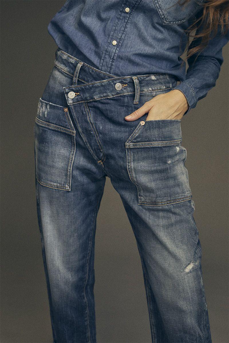 Le Temps Des Cerises Jeans Boyfit Cosy Pocket 7/8ème Destroy Bleu N°2