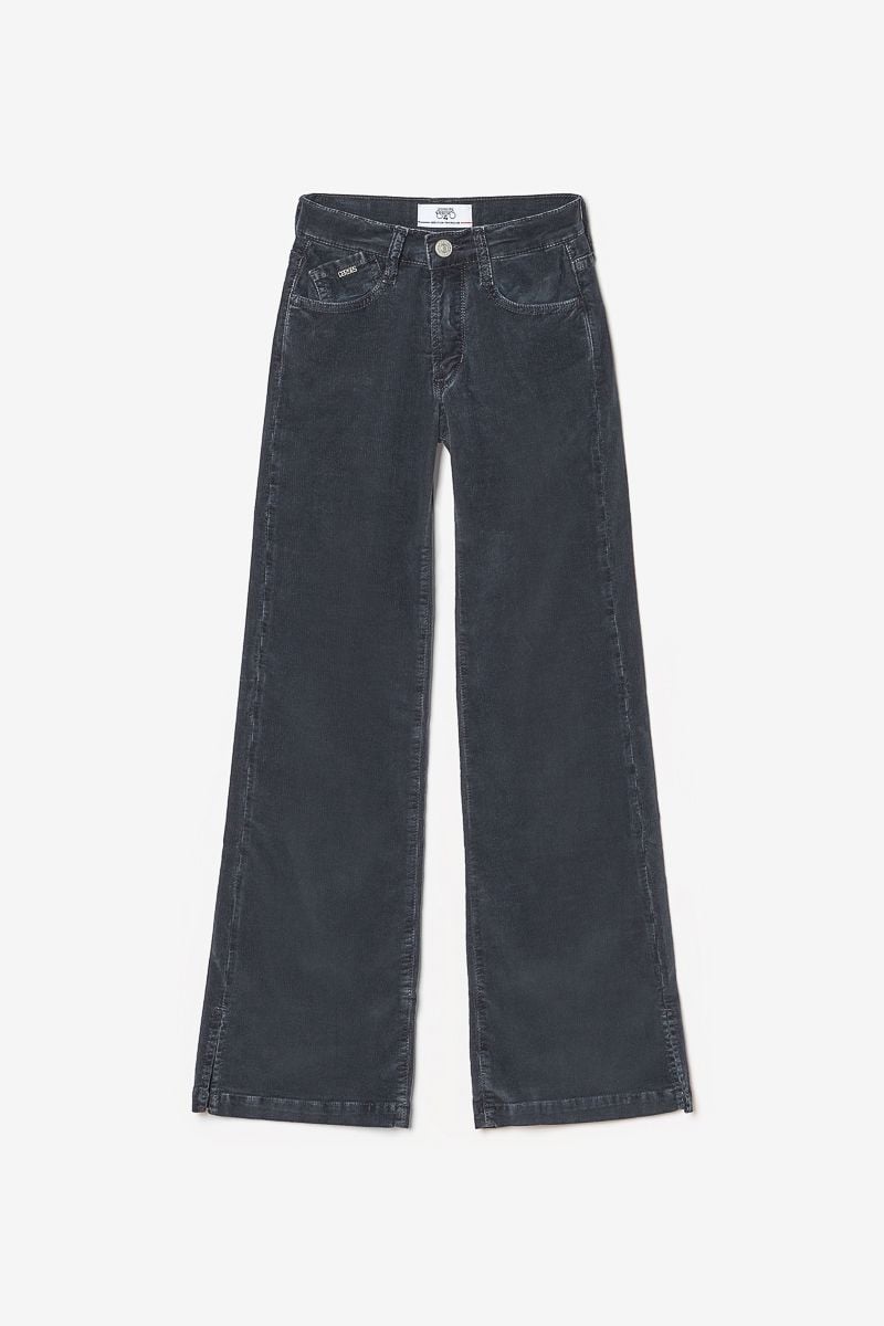 le temps des cerises Jeans flare Fancy velours anthracite