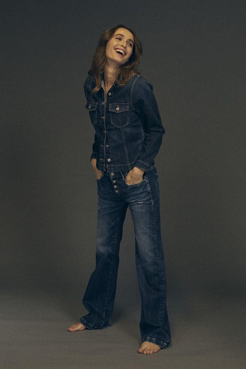 le temps des cerises Jeans flare Foch destroy bleu N°2