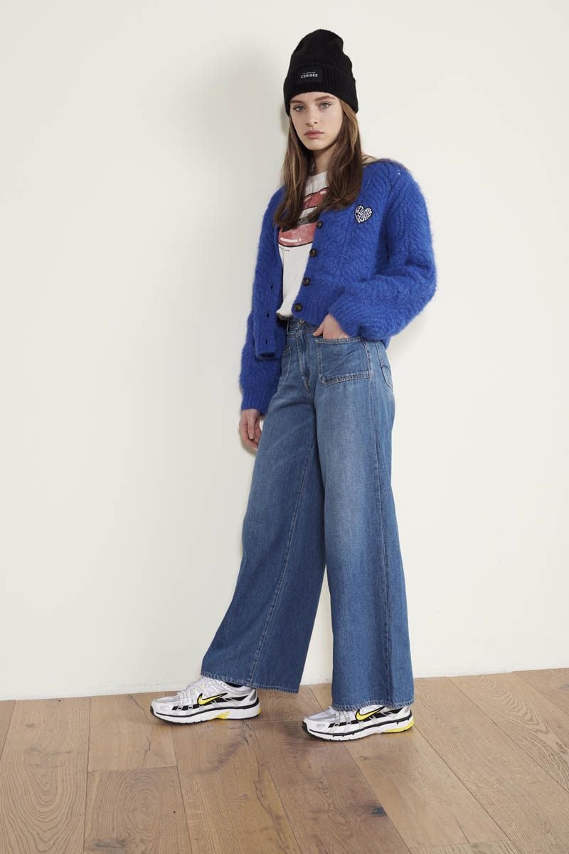 le temps des cerises Jeans flare Queen taille haute bleu N°4