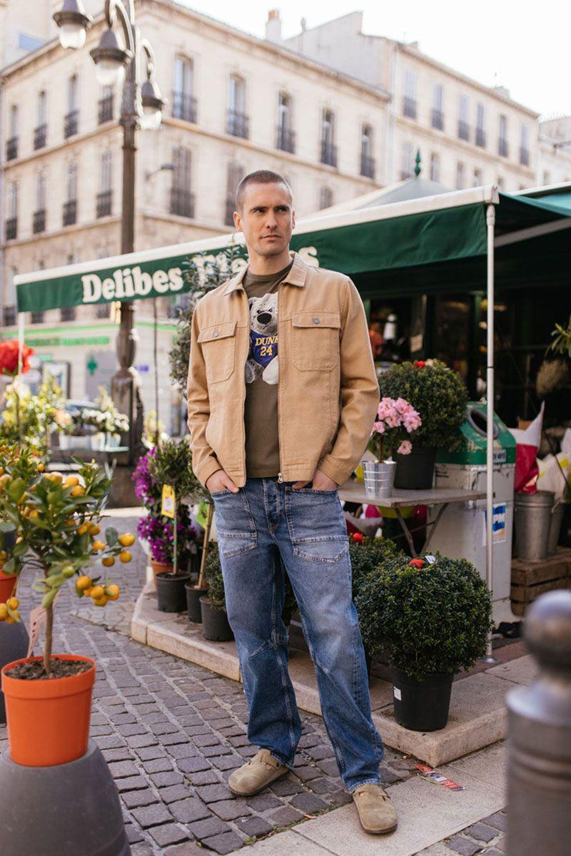 le temps des cerises Jeans loose Hobo Work bleu N°2