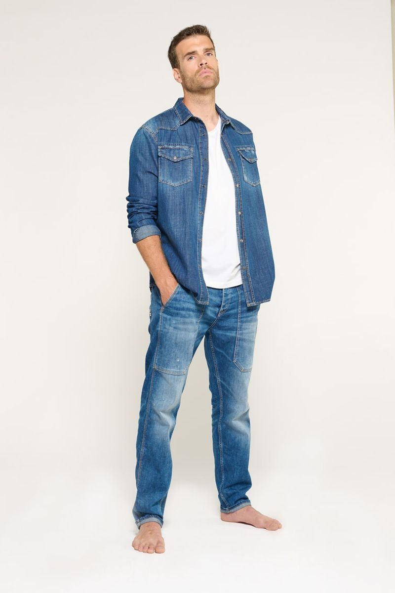 le temps des cerises Jeans loose Work destroy bleu N°3