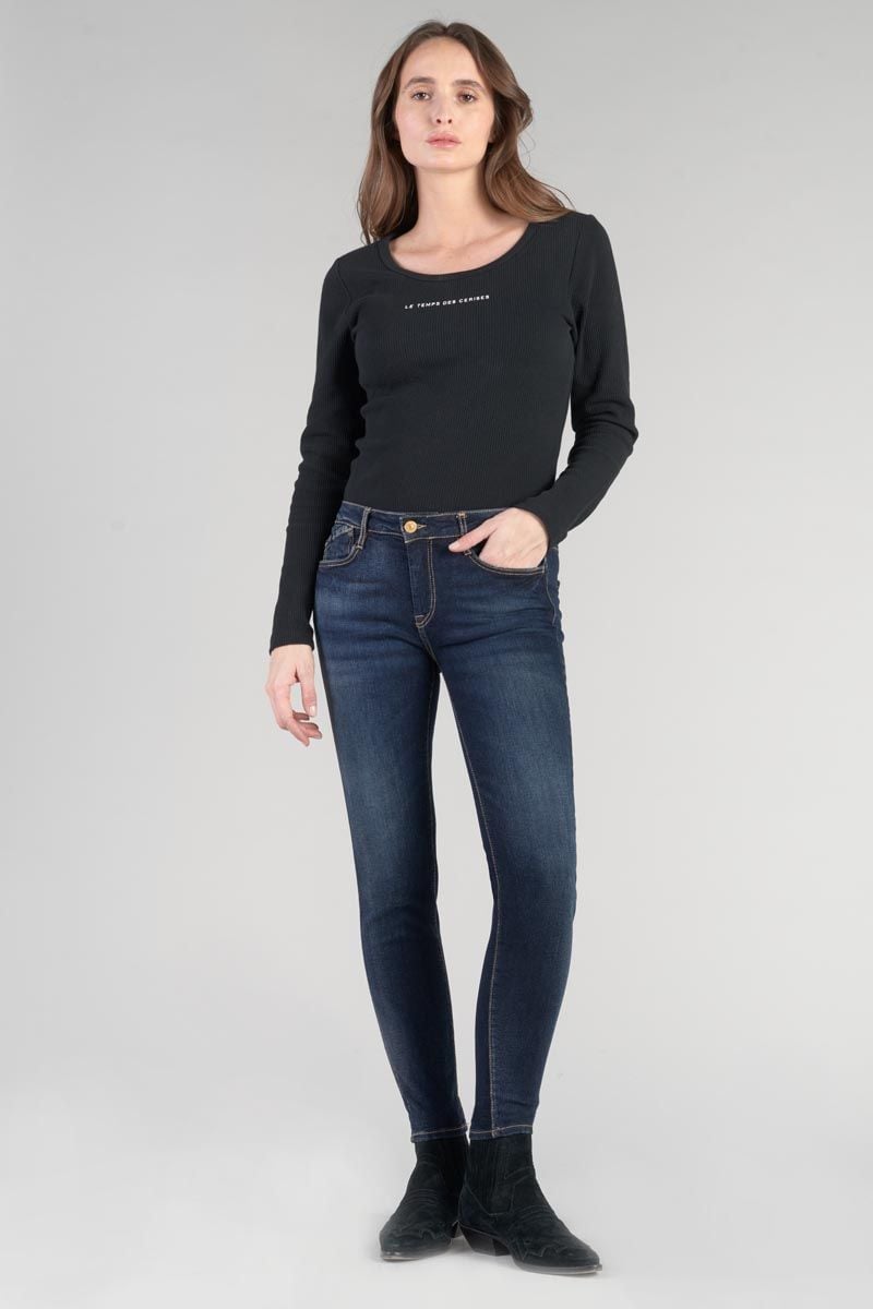 le temps des cerises Jeans power skinny 7/8ème bleu N°1