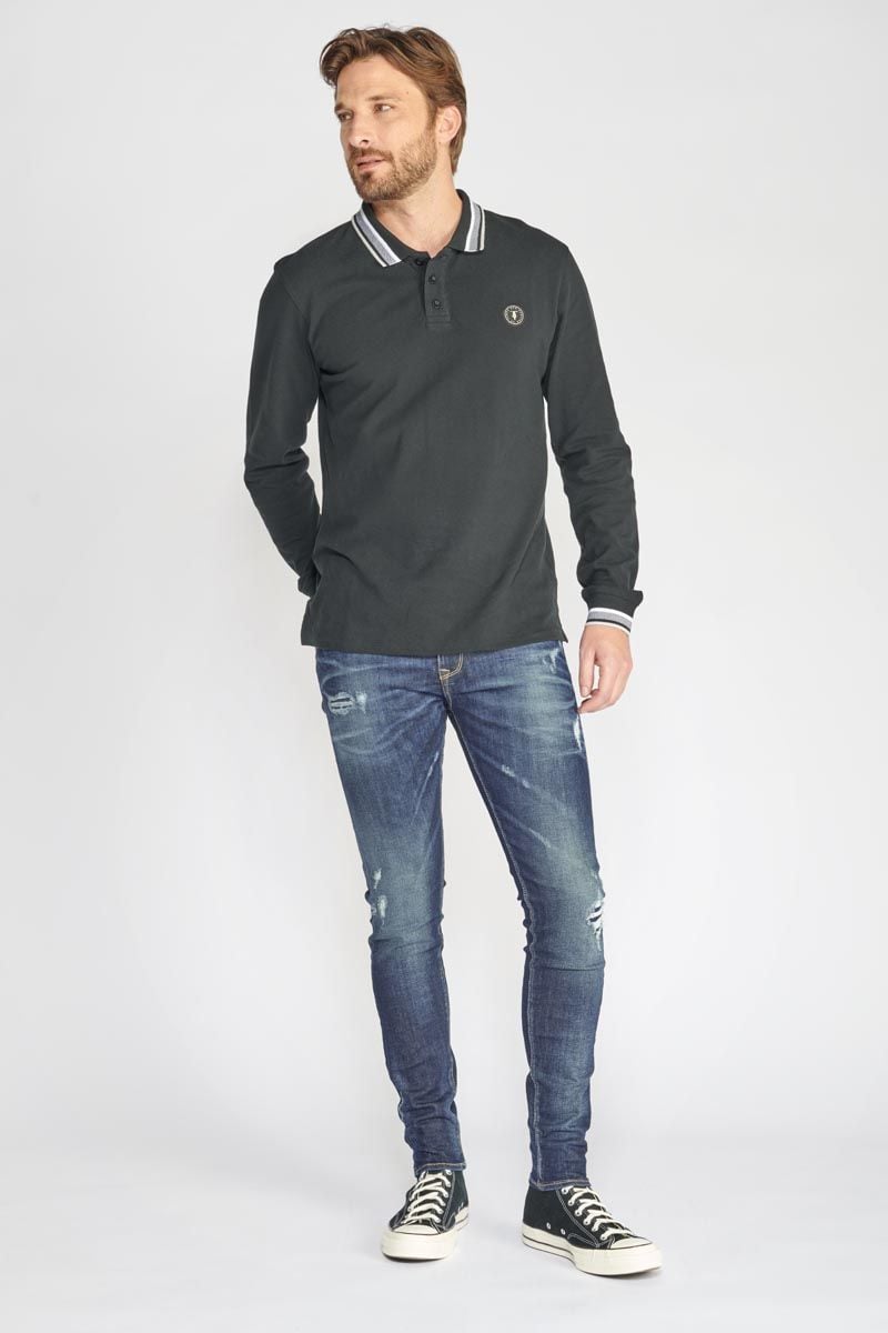 le temps des cerises Jeans power skinny 7/8ème destroy bleu N°1