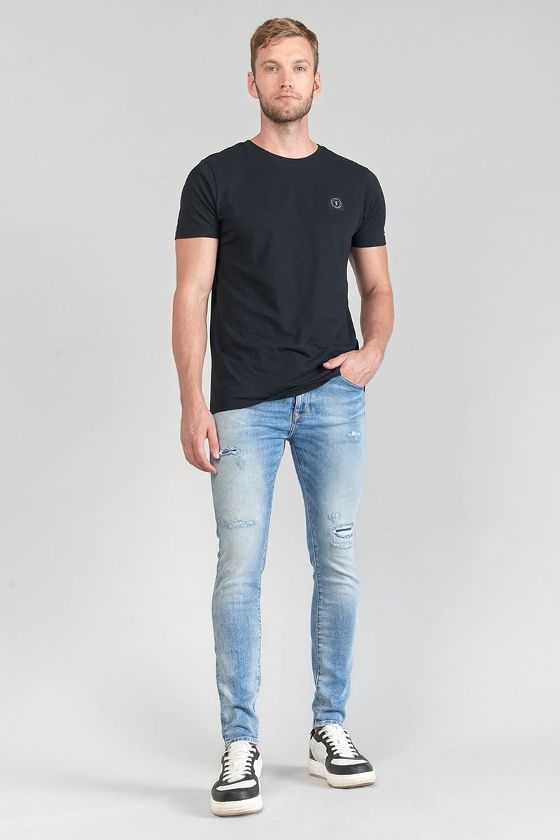 le temps des cerises Jeans power skinny 7/8ème destroy bleu N°4