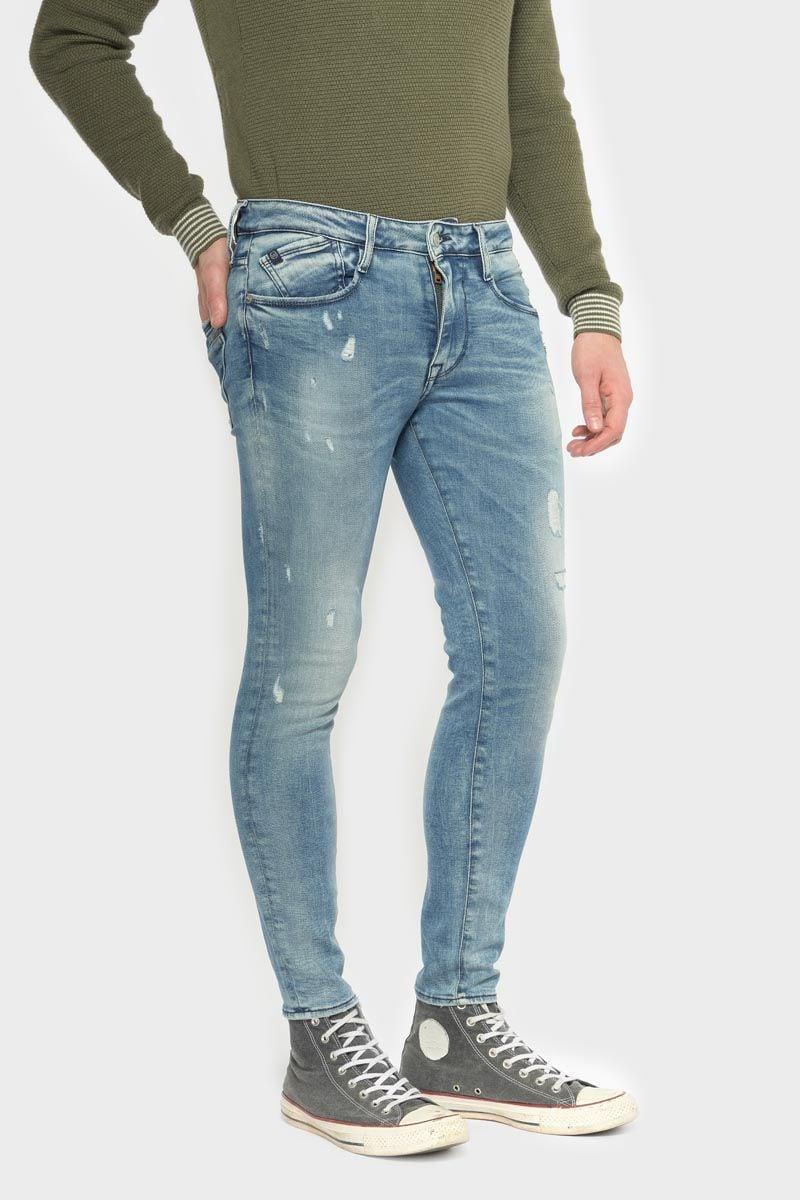 Le Temps Des Cerises Jeans Power Skinny 7/8ème Destroy Vintage Bleu N°4