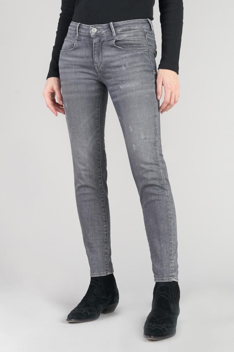 Le Temps Des Cerises Jeans Power Skinny Eylau 7/8ème Destroy Gris N°2
