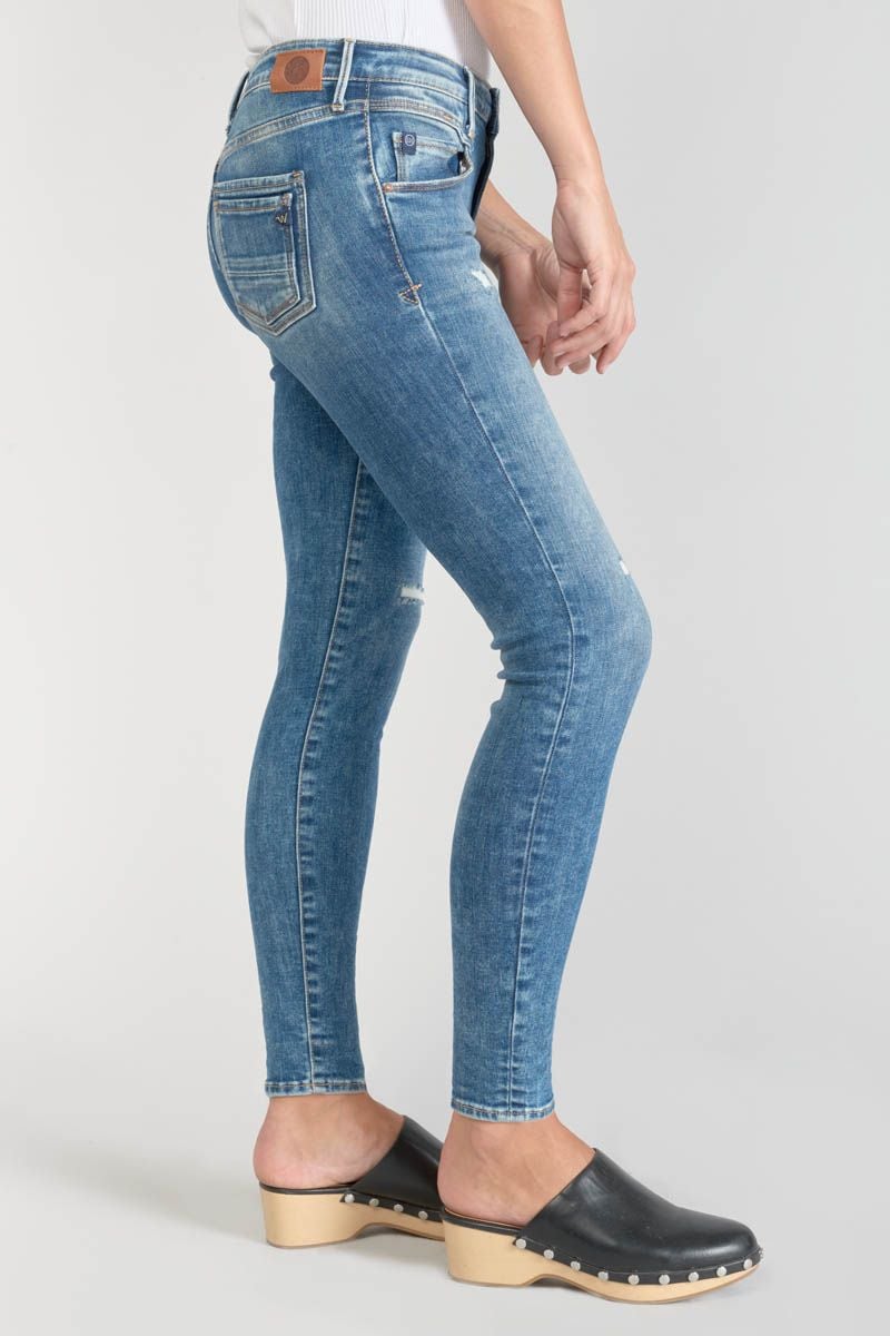 Le Temps Des Cerises Jeans Power Skinny Pounche 7/8ème Destroy Bleu N°3