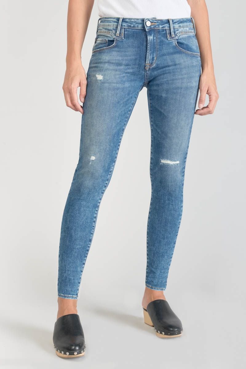 le temps des cerises Jeans power skinny Pounche 7/8ème destroy bleu N°3