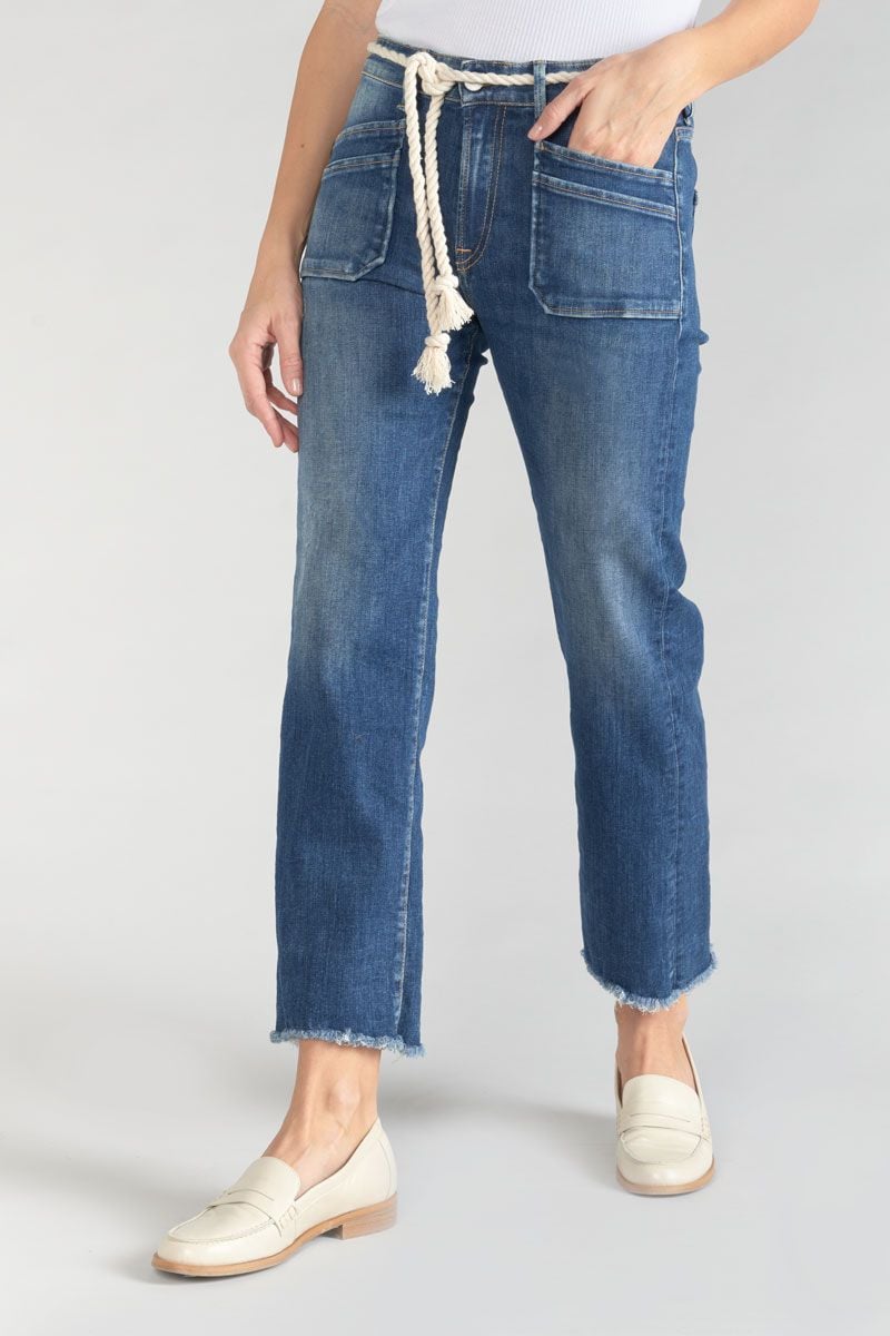 le temps des cerises Jeans Pricilia taille haute 7/8ème bleu N°2