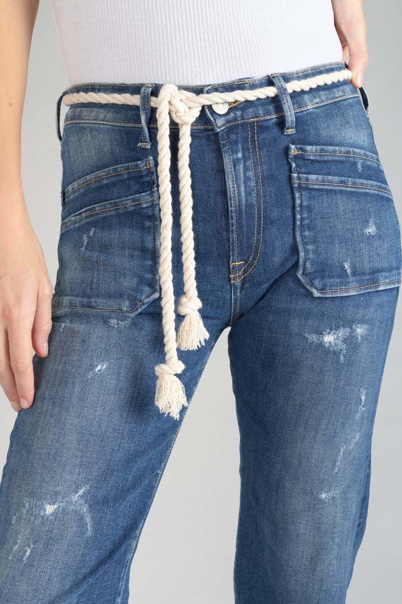Le Temps Des Cerises Jeans Pricilia Taille Haute 7/8ème Destroy Bleu N°2