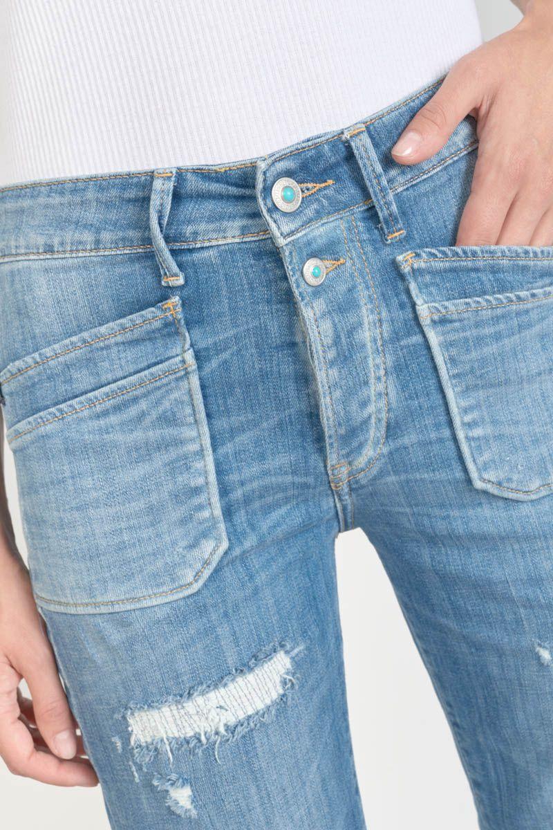 Le Temps Des Cerises Jeans Pricilia Taille Haute 7/8ème Destroy Bleu N°4