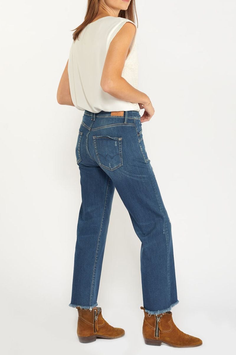 Le Temps Des Cerises Jeans Pricilia Taille Haute 7/8ème Destroy Bleu N°2