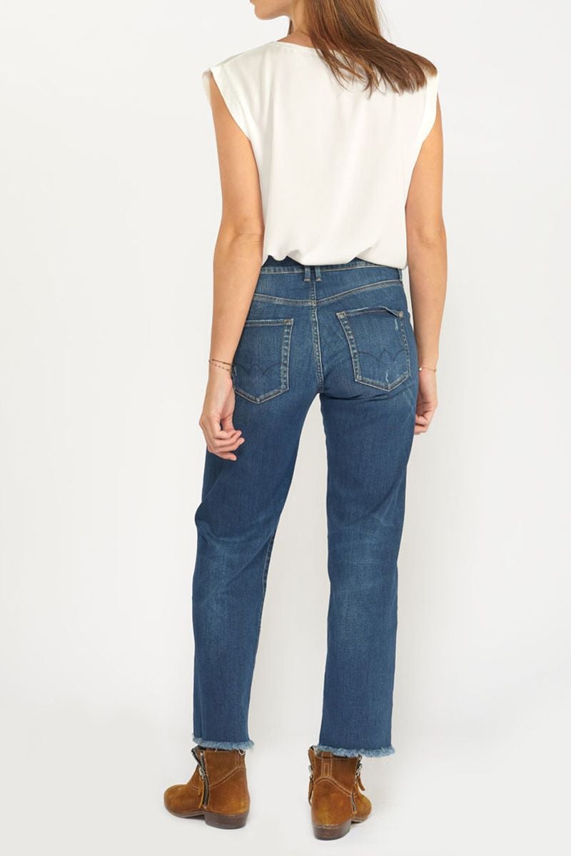 Le Temps Des Cerises Jeans Pricilia Taille Haute 7/8ème Destroy Bleu N°2