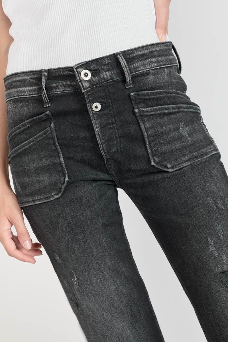 Le Temps Des Cerises Jeans Pricilia Taille Haute 7/8ème Destroy Noir N°1