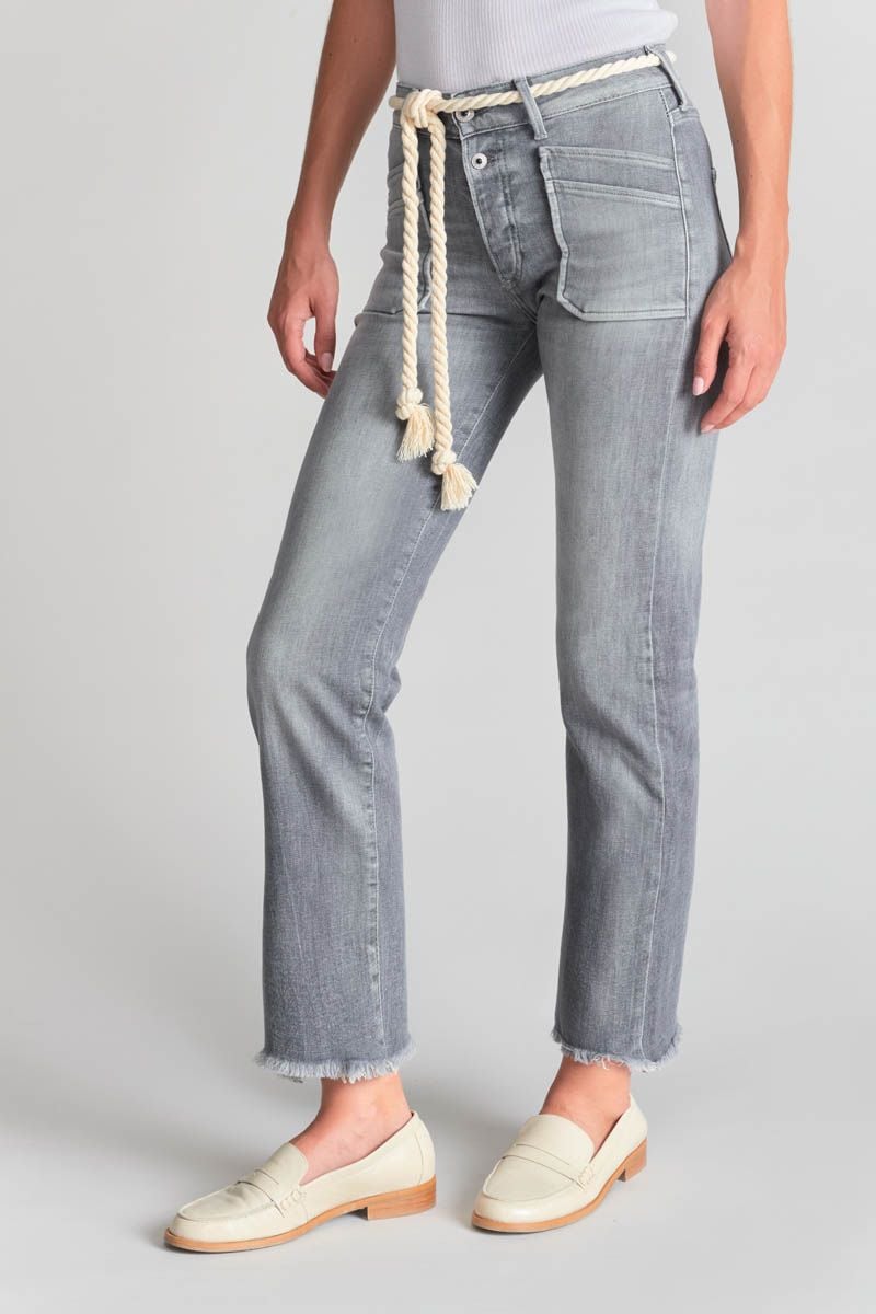 Le Temps Des Cerises Jeans Pricilia Taille Haute 7/8ème Gris N°3
