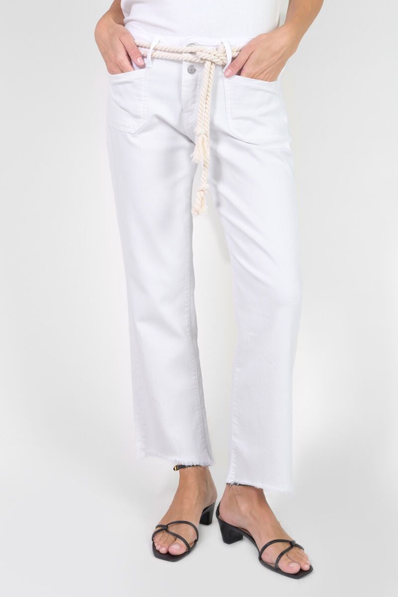 le temps des cerises Jeans Priska taille haute 7/8ème blanc
